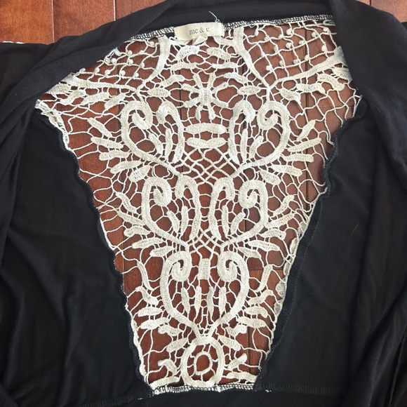 Women’s Black Open Front Cardigan with Back Lace Detail Size 1X - Picture 3 of 6